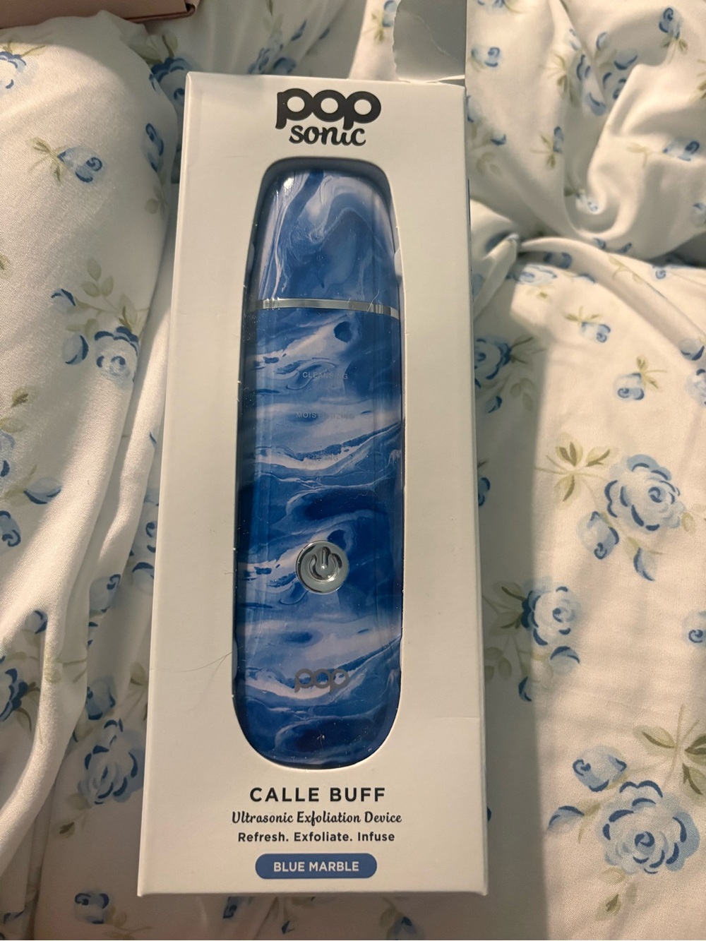 Brand new! PopSonic Calle Buff Ultrasonic Exfoliation Device - Blue Marble